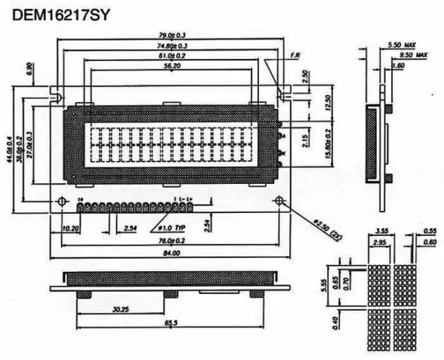 LCD displej, 2 X 16 CHR, STN, — šifra 10142 | Kelco