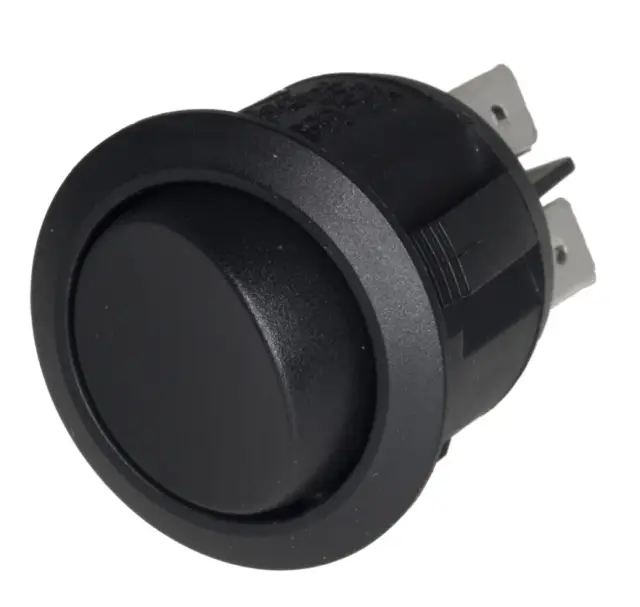 Prekidač, Wipp, okrugli, crni, ON-ON, DPDT, 250V AC, 6A, Fi=20.2mm — šifra 11661 | Kelco