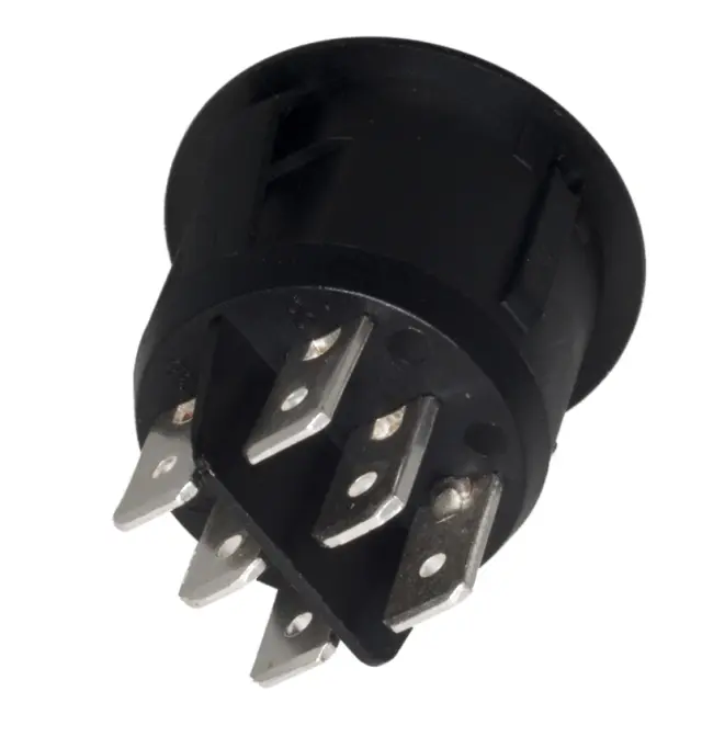 Prekidač, Wipp, okrugli, crni, ON-ON, DPDT, 250V AC, 6A, Fi=20.2mm — šifra 11661 | Kelco — slika 2