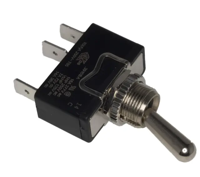 Prekidač, sa ručicom, metalni, ON-ON, SPDT, 250V AC, 10A, Fi=12.7mm — šifra 12509 | Kelco