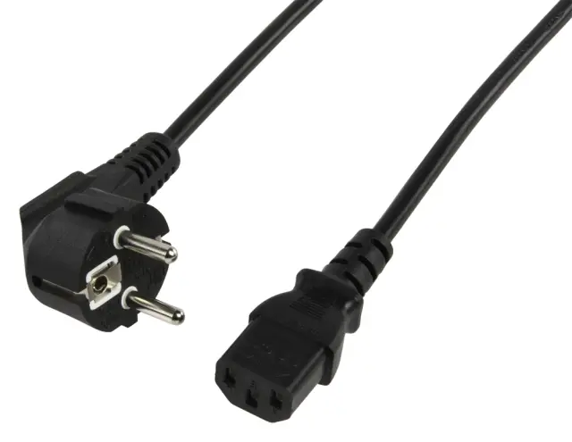 Kabl, EURO, mrežni, šuko ugaoni na C13, 10m, crni, VDE, 10A/250VAC, 3X1.00mm² — šifra 12572 | Kelco