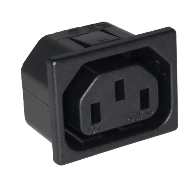 Ženski, C13, mrežni za ugradnju, Snap-In, 10A/250VAC — šifra 12840 | Kelco
