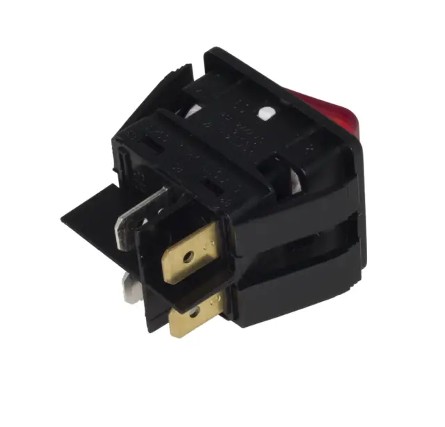 Prekidač, Wipp, crni, sa crvenom tinjalicom, ON-OFF, DPDT, 250V AC, 16A, 22x30mm — šifra 12996 | Kelco — slika 2