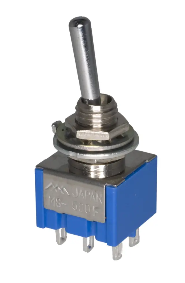 Prekidač sa ručicom, Miyama, Japan, ON-ON, DPDT, 125V AC, 6A, Fi=5.5mm — šifra 13090 | Kelco