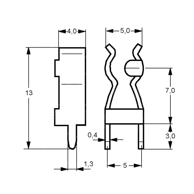 Podnožje osigurača 5x20mm, nožica, 4x10mm, posrebrena — šifra 13513 | Kelco — slika 2