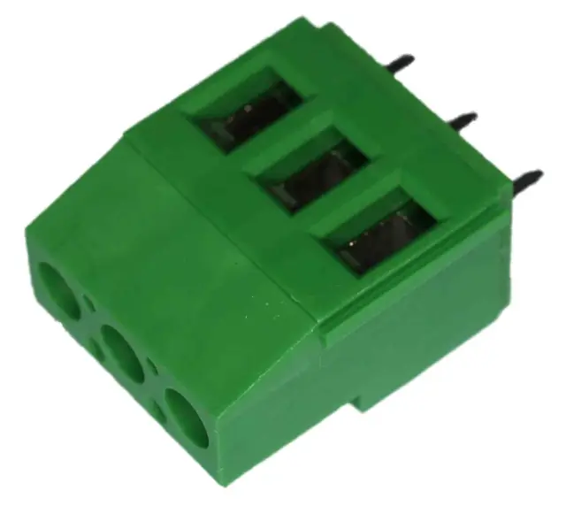 Redna stezaljka, 3-pol, 250V/25A, 4.0mm2, zelena, RM5.08 — šifra 13515 | Kelco
