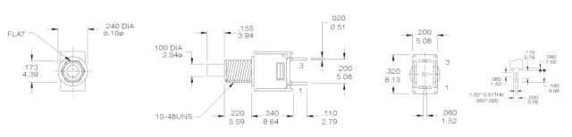 Taster, 1 X ON, SPST, 120V, 1A, lemne ušice — šifra 13722 | Kelco — slika 2