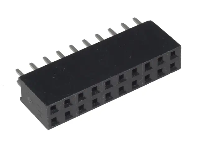 Letvica, Box contact, pozlaćena, 2 X 10 pina, H=8.5mm, raster 2.54mm — šifra 13810 | Kelco