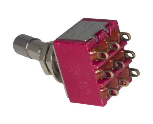 Prekidač sa zaključavanjem položaja, pozlaćeni, ON-ON, 3PDT, 250V AC, 3A, Fi=5.5mm — šifra 14610 | Kelco — slika 2