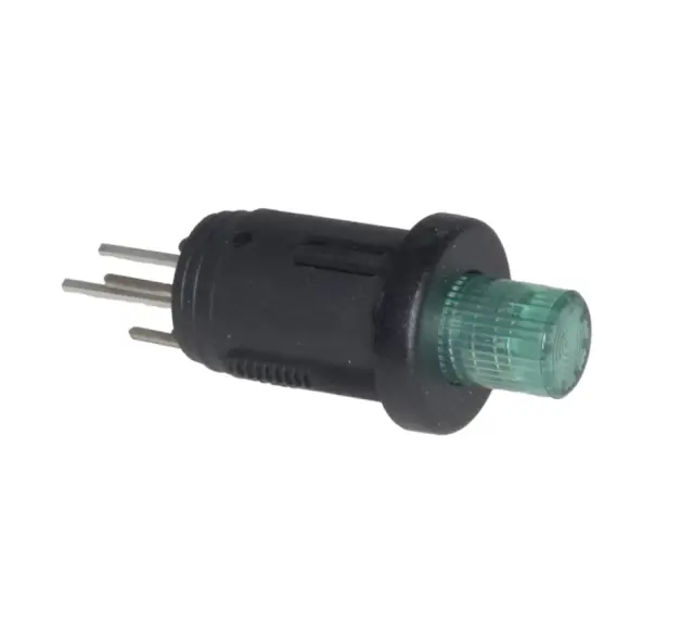 Prekidač-taster, minijaturni, LED zelena, Schurter, ON-OFF, SPST, 50V, 100mA, Fi=8.7mm — šifra 14776 | Kelco