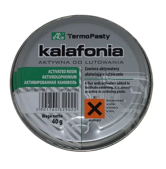 Kalafonijum, pakovanje 40 grama, metalna kutija — šifra 15041 | Kelco
