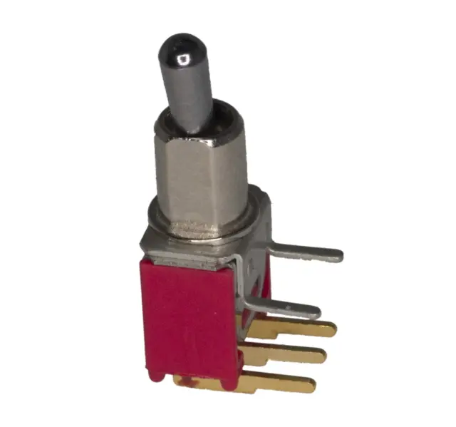 Prekidač sa ručicom, minijaturni za horizontalnu print, ON-ON, SPDT, 20V DC, 20mA, Fi=4.2mm — šifra 15219 | Kelco