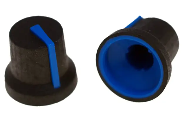 Dugme za potenciometar, osovina 6mm, 16.8x14.5mm, plavo, soft — šifra 15716 | Kelco