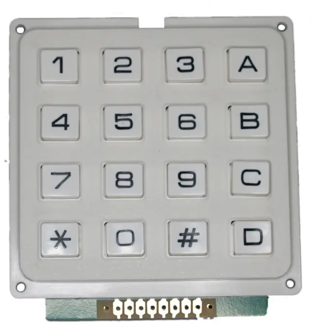 Tastatura, 16 tastera, 24V/20mA, bela, plastična, 65x64 — šifra 15733 | Kelco