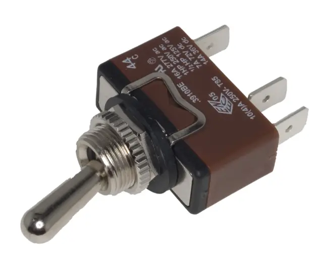 Prekidač, sa ručicom, metalni, ON-ON, SPDT, 250V AC, 16A, Fi=10.8mm — šifra 15790 | Kelco