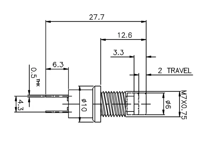 Taster, prečnik rupe za montažu 7.7mm, 50V/0.3A, crvena kapica 6mm — šifra 15917 | Kelco — slika 2
