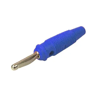 Banana VQ20, 4mm, Hirschman, plava, 16A/60V DC, sa metalnom oprugom, pričvršćenje provodnika na vija — šifra 15931 | Kelco