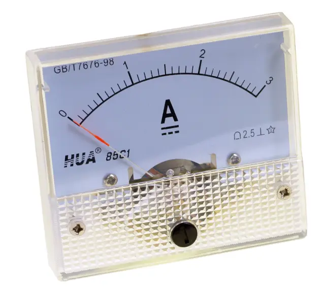 Indikator, analogni, HUA 85C1, 64x56x52mm, Klasa 2.5, ampermetar, 3A DC — šifra 16129 | Kelco