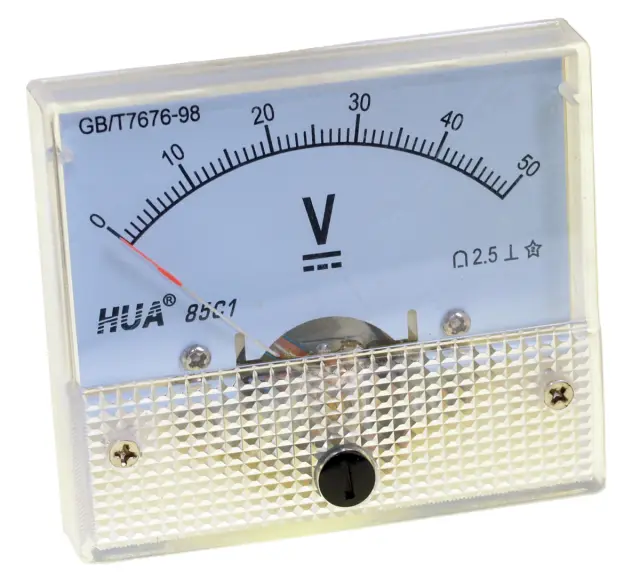 Indikator, analogni, HUA 85C1, 64x56x52mm, Klasa 2.5, voltmetar, 50V DC — šifra 16131 | Kelco
