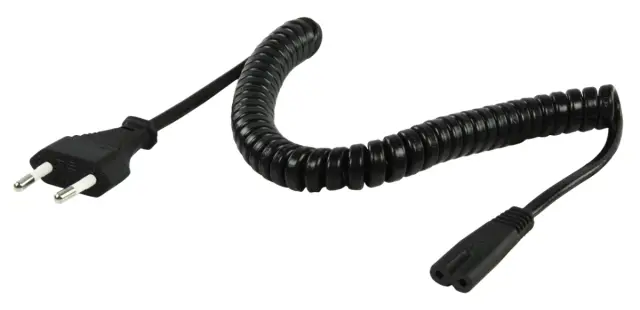 Kabl za napajanje, 2x0.75mm², EURO viljuška na C7, spiralni — šifra 16726 | Kelco