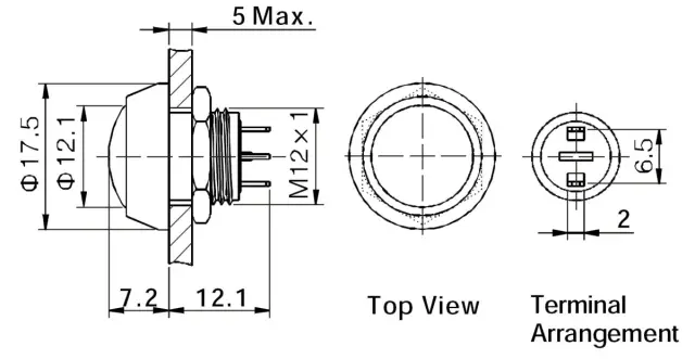 Minijaturni taster, 2A, IP65, oranž — šifra 16748 | Kelco — slika 3