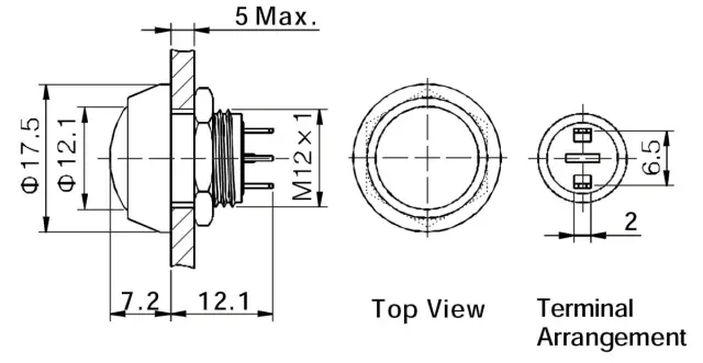 Minijaturni taster, 2A, IP65, beli — šifra 16749 | Kelco — slika 3