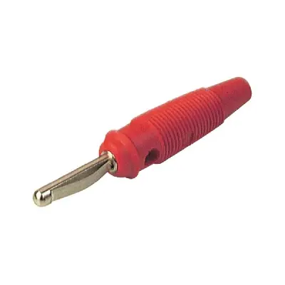 Banana VQ20, 4mm, Hirschman, crvena, 16A/60V DC, sa metalnom oprugom, pričvršćenje provodnika na vij — šifra 17201 | Kelco
