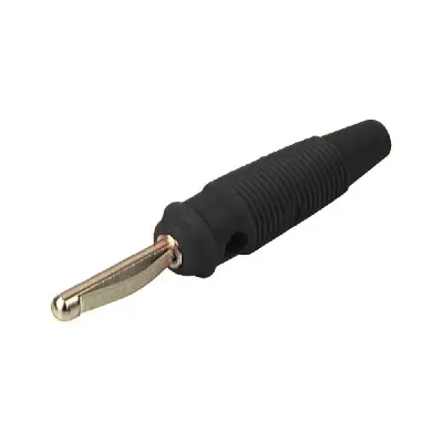 Banana VQ20, 4mm, Hirschman, crna, 16A/60V DC, sa metalnom oprugom, pričvršćenje provodnika na vijak — šifra 17325 | Kelco