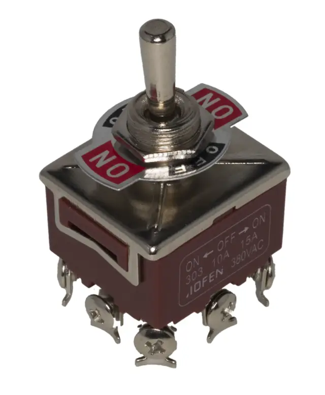 YT573 E-TEN303 3PDT ON/OFF/ON 3 Position 9 Pin Panel Mo, , , , , mm — šifra 17680 | Kelco