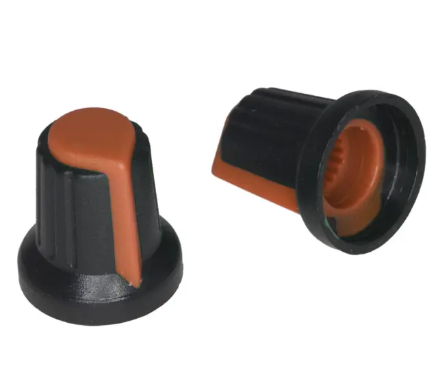 Dugme za potenciometar, fi 6mm, fi 15mm x 17mm, narandžasto — šifra 17783 | Kelco