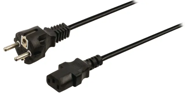 Kabl, H05VV-F 3x1mm2 EURO, mrežni, šuko muški ravni na C13 ravni, 3m, crni, VDE, 10A/250VAC — šifra 17911 | Kelco