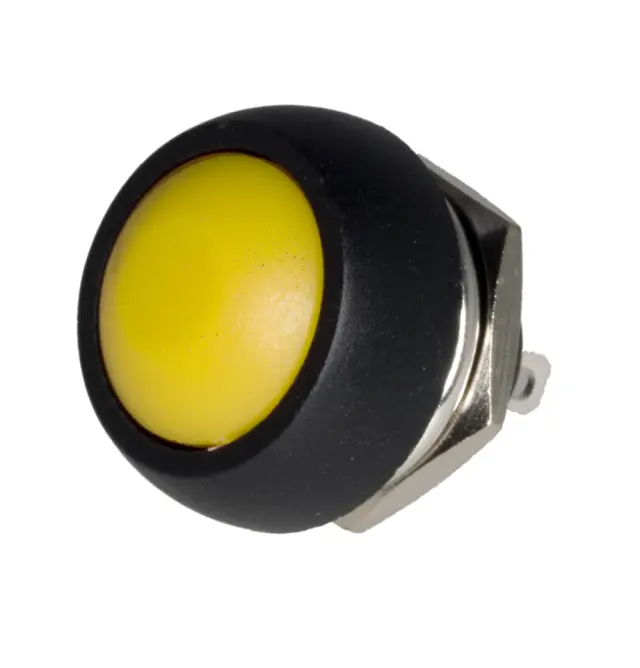 Taster, prečnik rupe za montažu 12mm, 12V/1A, vodootporan, žuti — šifra 18159 | Kelco