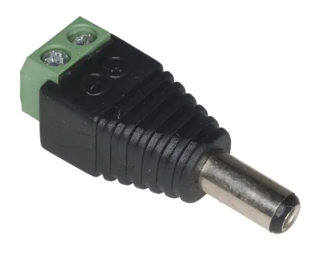 Adapter, za jednosmerno napajanje, muški 5.5 x 2.5mm na dvopolnu rednu stezaljku — šifra 18163 | Kelco