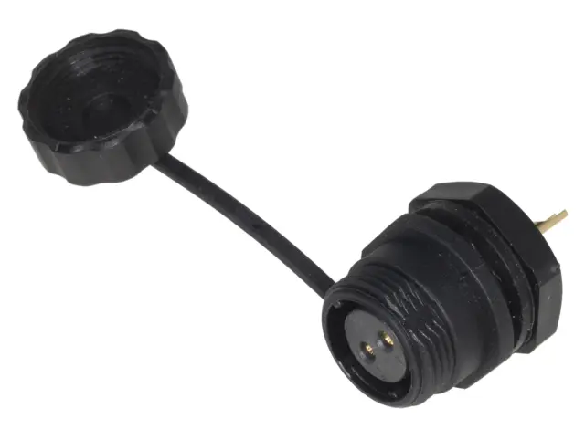 Konektor, ženski, SP13, za montažu na ploču, 2-pina, 13A/250V, sa štitnikom — šifra 18215 | Kelco