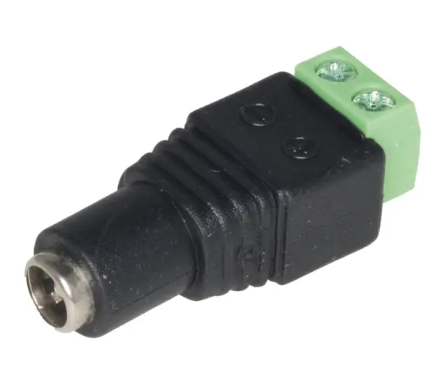 Adapter, za jednosmerno napajanje, ženski 5.5 x 2.5mm na dvopolnu rednu stezaljku — šifra 18221 | Kelco