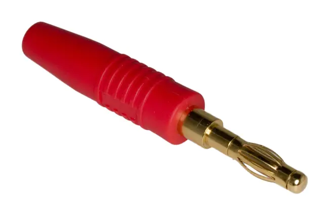 Banana, LAB7, 4mm, pozlaćena, za zvučnike, crvena — šifra 18298 | Kelco