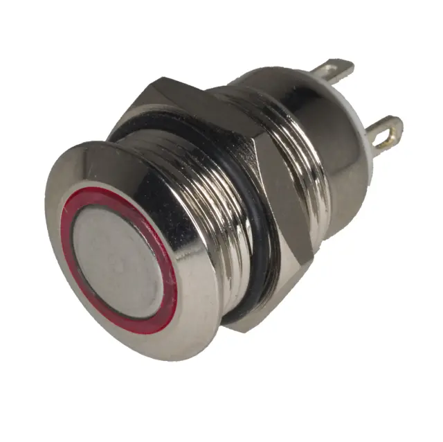 Taster, INOX, 12mm, crvena LED, krug, 12-24VDC, 3A — šifra 18311 | Kelco