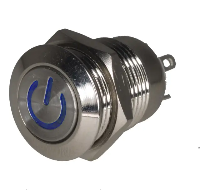 Taster, INOX, 12mm, plava LED, krug - Angel Eye, 12VDC — šifra 18314 | Kelco