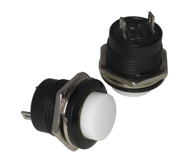 Taster, R13-507, beli, 16mm prečnik, 6A/125VAC / 3A/250VAC — šifra 18319 | Kelco