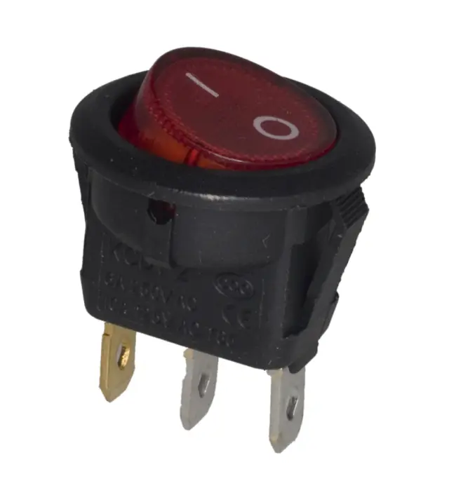 Prekidač, Wipp, okrugli, 230V, LED svetlo, ON/OFF, 6A/250V, crvena, LED napajanje 10mA/2V, ON-OFF, S — šifra 18532 | Kelco — slika 2
