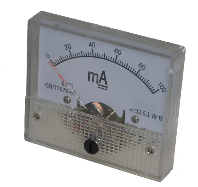 Indikator, analogni, HUA 85C1, 64x56x52mm, Klasa 2.5, miliampermetar, 100mA DC — šifra 18724 | Kelco