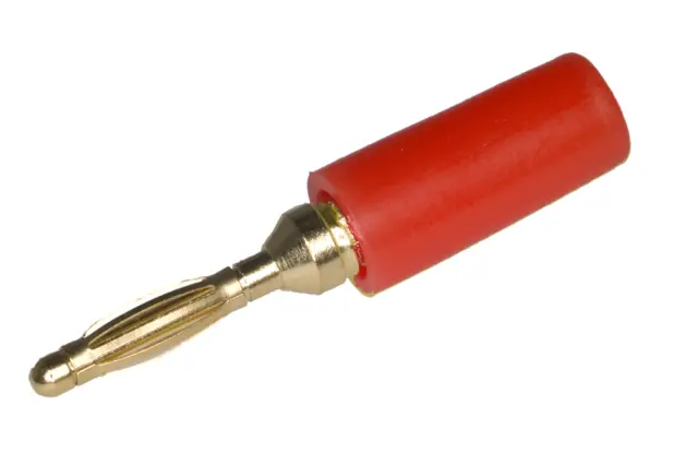 Banana, 2mm, bakarna, pozlaćena, crvena — šifra 18745 | Kelco