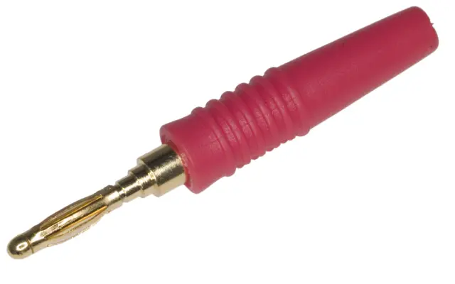 Banana, 2mm, bakarna, pozlaćena, crvena — šifra 18844 | Kelco