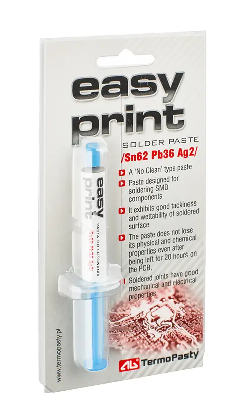 Flux Easy Print Sn62/Pb36/Ag2, špric 6 grama, za SMD lemljenje, bez naknadnog čišćenja — šifra 18987 | Kelco