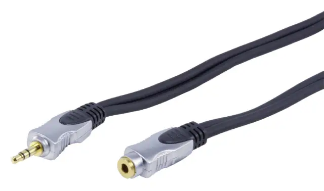 Kabl, dvostruko širmovani, Stereo muški 3.5mm na Stereo ženski 3.5mm, 5 metara, 24k pozlata — šifra 18998 | Kelco