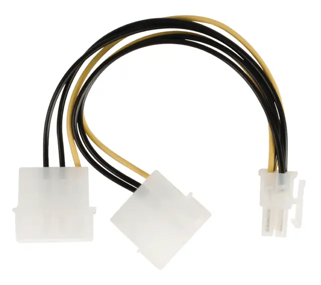 Adapter, 2 X Muški HDD na 6 pin PCI Express ženski (Molex Mini Fit F5557 2x3p), 20 cm — šifra 19167 | Kelco