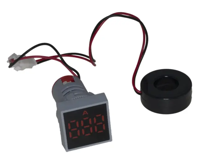LED Ampermetar naizmenične struje, prečnik 22mm/29mm, 0-100A AC, crveni, četvrtasti — šifra 19209 | Kelco — slika 2