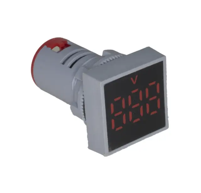 Led voltmetar, AD101-22VMS, crveni, četvrtasti, 60-500V AC, 29x29mm — šifra 19210 | Kelco