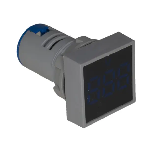 Led voltmetar, AD101-22VMS, plavi, četvrtasti, 60-500V AC, 29x29mm — šifra 19211 | Kelco