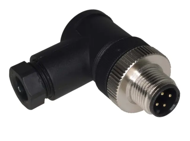 Muški, 4-pol, za kabl, pod uglom od 90°, M12 serija, PG7 uvodnik, 4A/250V — šifra 19494 | Kelco